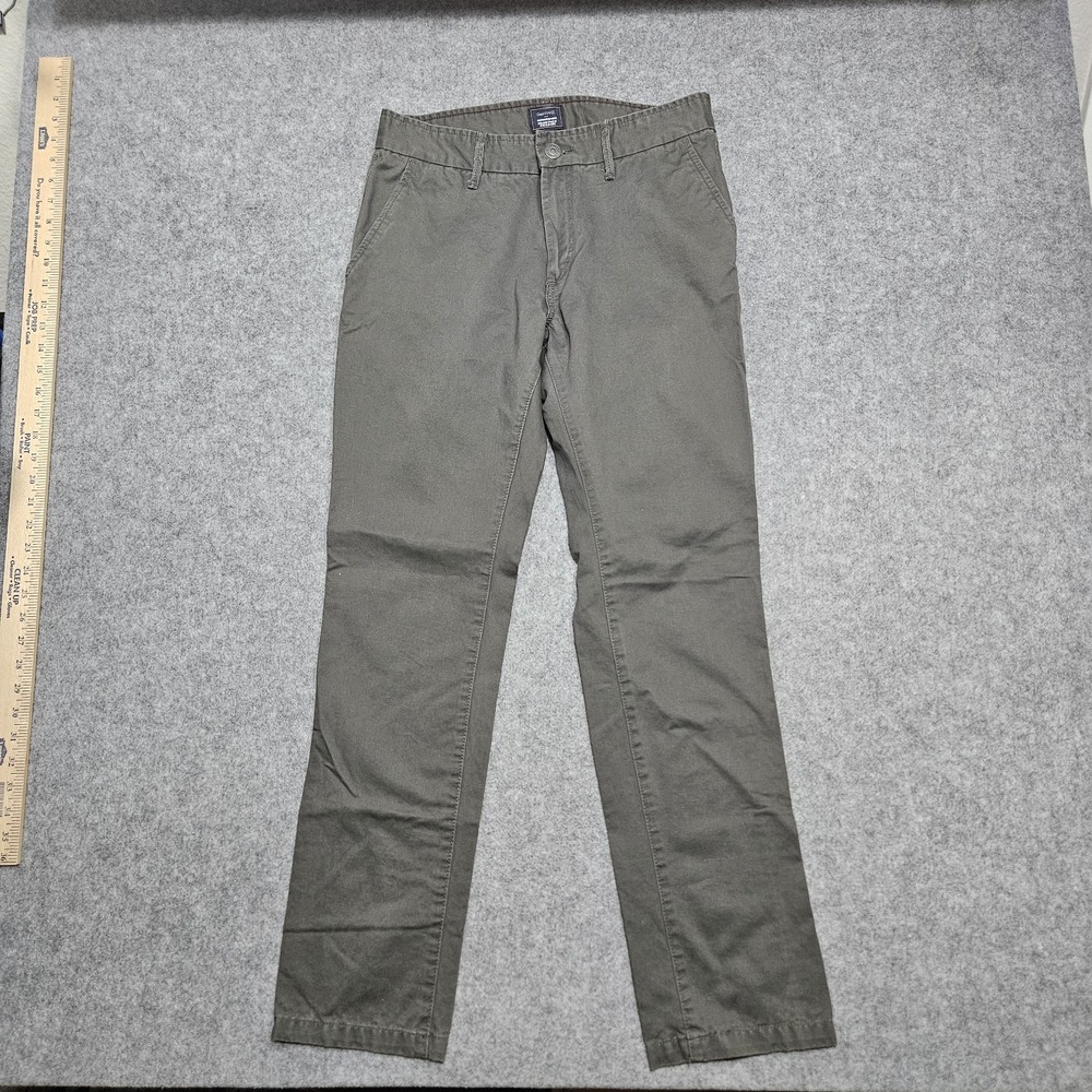 Gap Lived In Tapered Khaki Chino Pants Men's 32x32 Grey Flat Front Slash Pocket